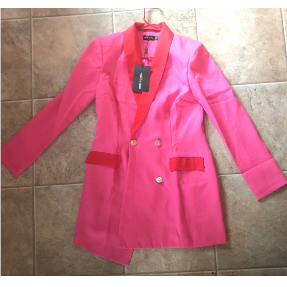 PRETTY LITTLE THING PINK/RED BLAZER DRESS US 6